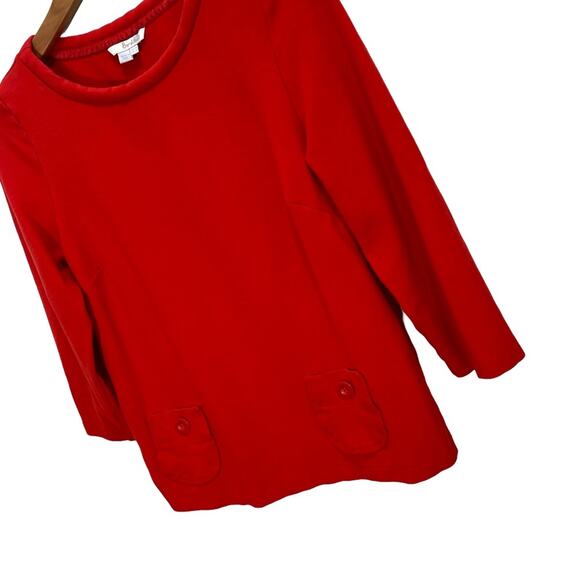 Boden Women's Red Pocket Tunic Boat Neck Jersey Knit Sweater Top Size 10 - Picture 2 of 7